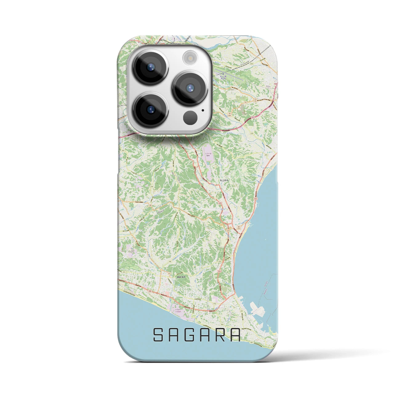 【相良】地図柄iPhoneケース（バックカバータイプ・ナチュラル）iPhone 14 Pro 用