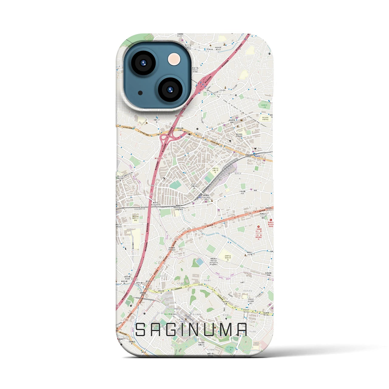 【鷺沼】地図柄iPhoneケース（バックカバータイプ・ナチュラル）iPhone 13 用