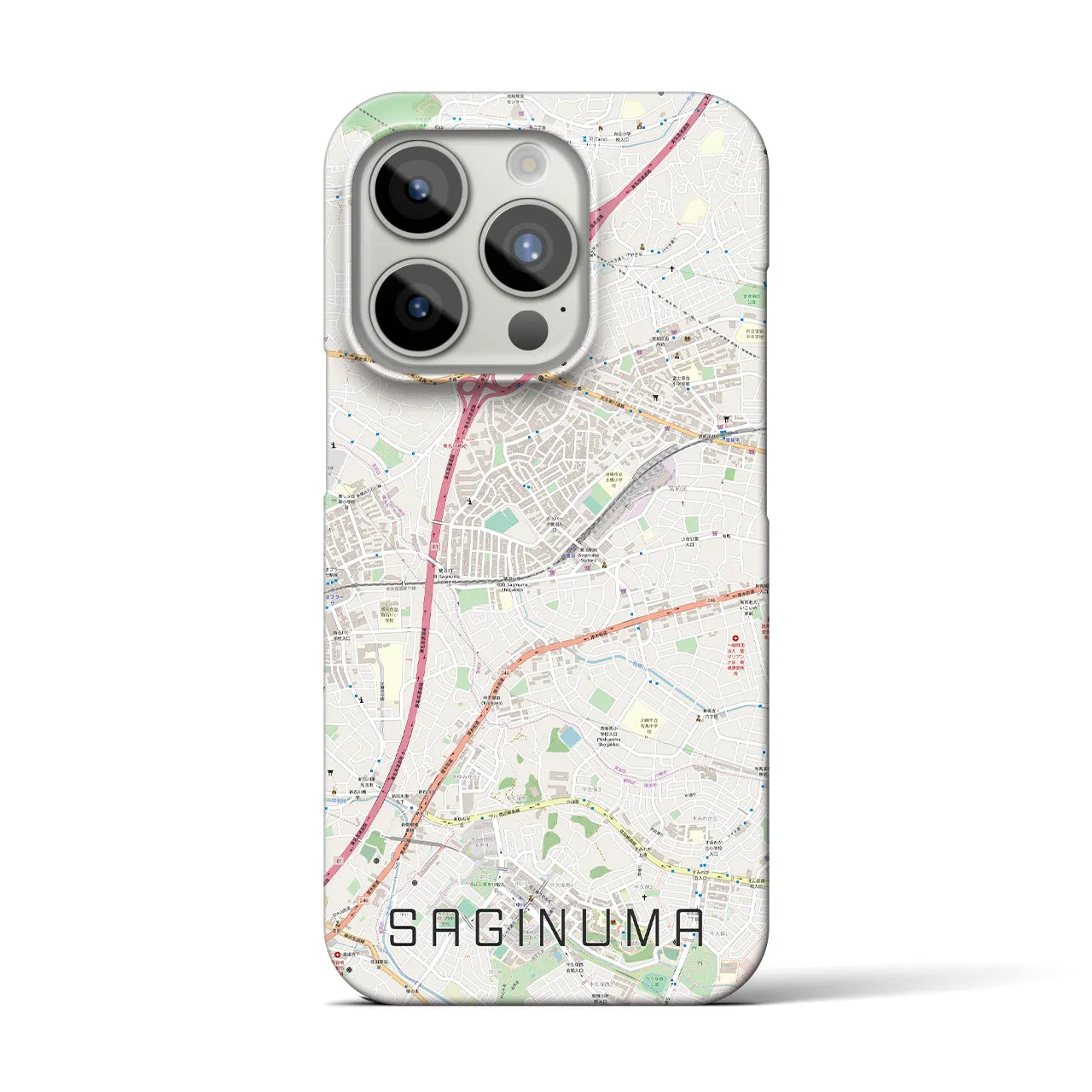 【鷺沼】地図柄iPhoneケース（バックカバータイプ・ナチュラル）iPhone 15 Pro 用