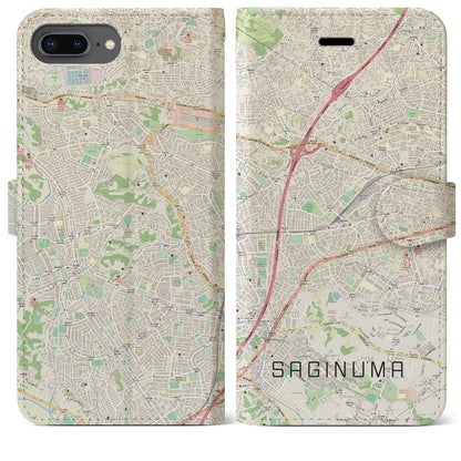 【鷺沼（神奈川県）】地図柄iPhoneケース（手帳タイプ）ナチュラル・iPhone 8Plus /7Plus / 6sPlus / 6Plus 用