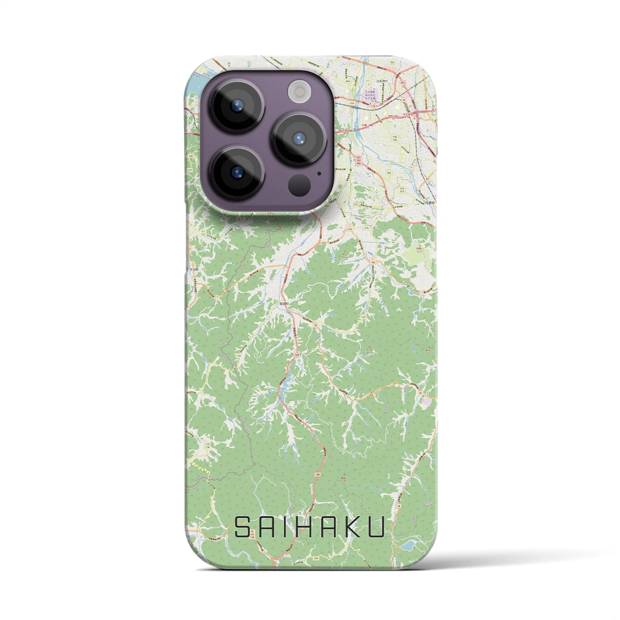 【西伯】地図柄iPhoneケース（バックカバータイプ・ナチュラル）iPhone 14 Pro 用