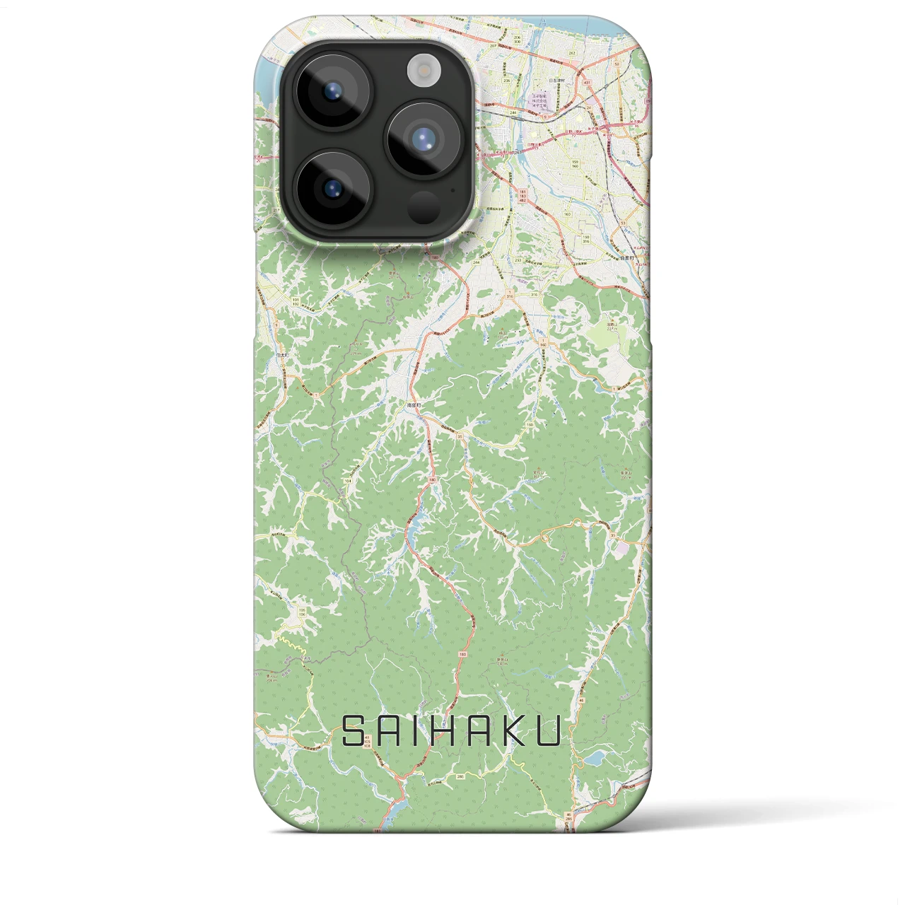 【西伯】地図柄iPhoneケース（バックカバータイプ・ナチュラル）iPhone 15 Pro Max 用