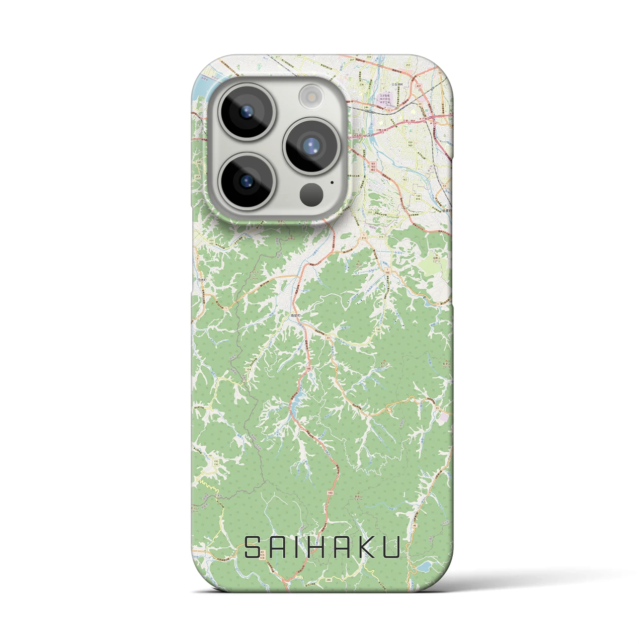 【西伯】地図柄iPhoneケース（バックカバータイプ・ナチュラル）iPhone 15 Pro 用