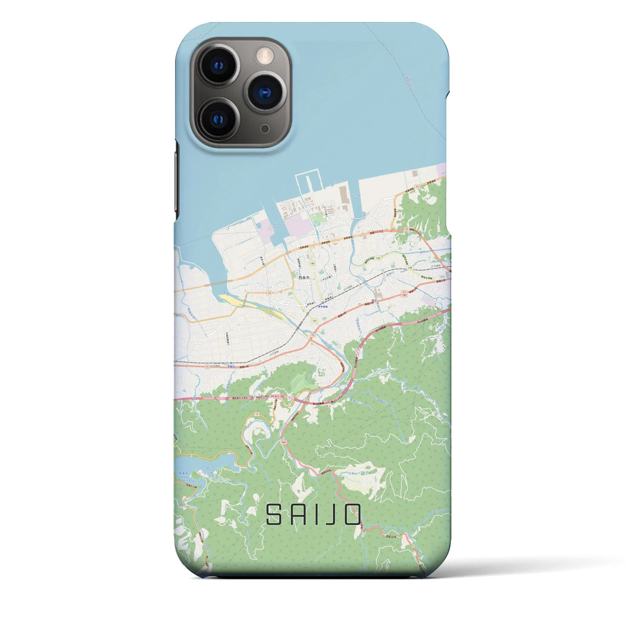【西条】地図柄iPhoneケース（バックカバータイプ・ナチュラル）iPhone 11 Pro Max 用