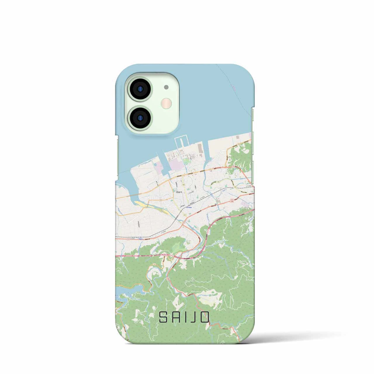 【西条】地図柄iPhoneケース（バックカバータイプ・ナチュラル）iPhone 12 mini 用
