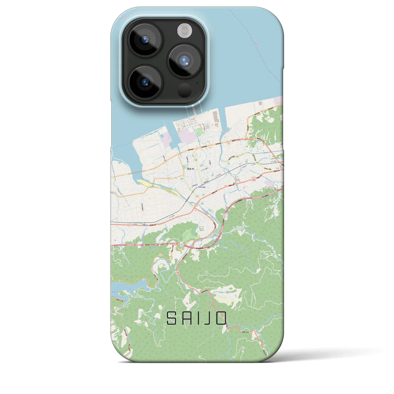 【西条】地図柄iPhoneケース（バックカバータイプ・ナチュラル）iPhone 15 Pro Max 用
