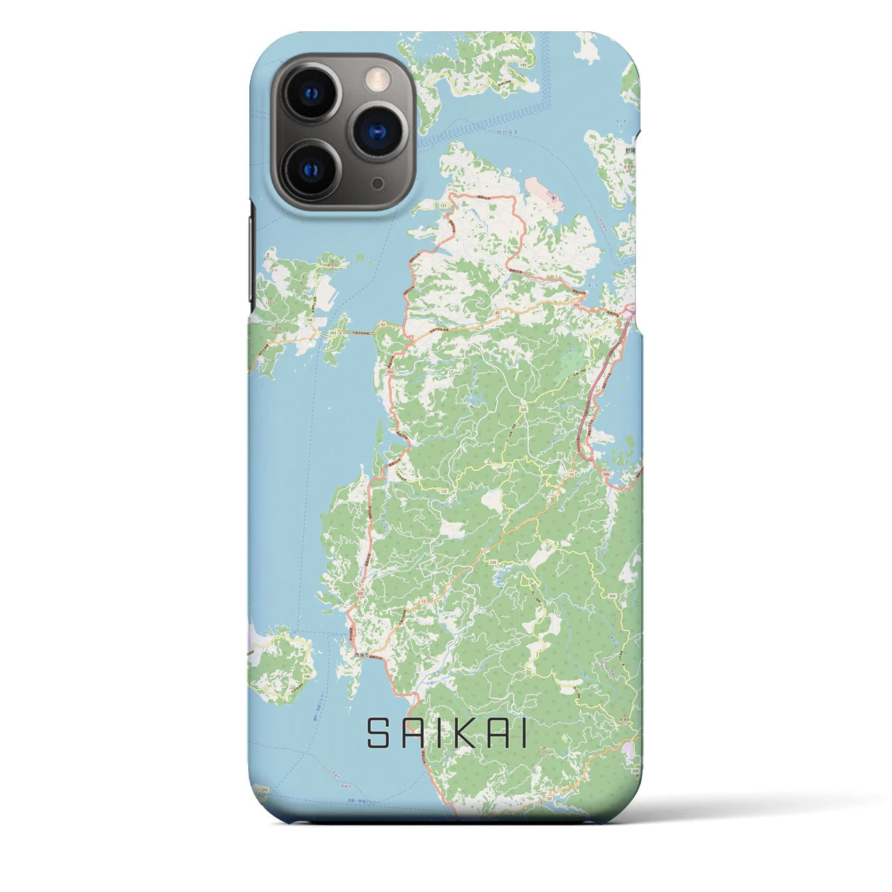 【西海】地図柄iPhoneケース（バックカバータイプ・ナチュラル）iPhone 11 Pro Max 用