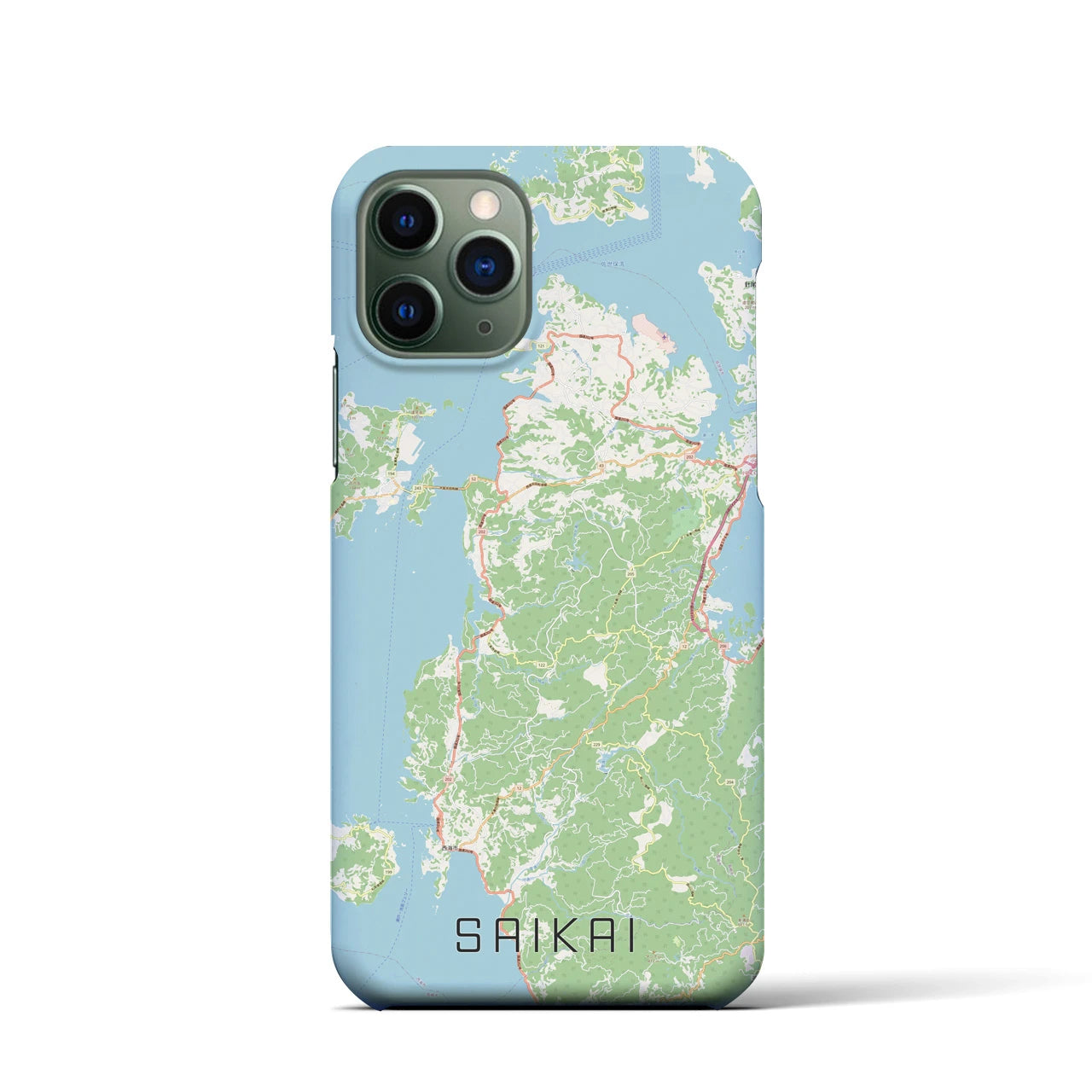 【西海】地図柄iPhoneケース（バックカバータイプ・ナチュラル）iPhone 11 Pro 用