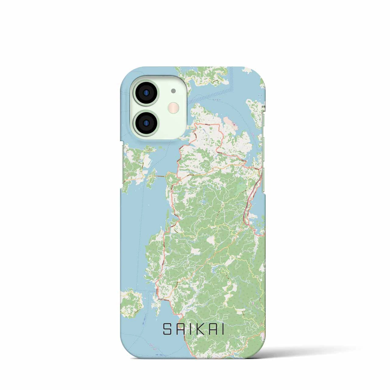 【西海】地図柄iPhoneケース（バックカバータイプ・ナチュラル）iPhone 12 mini 用