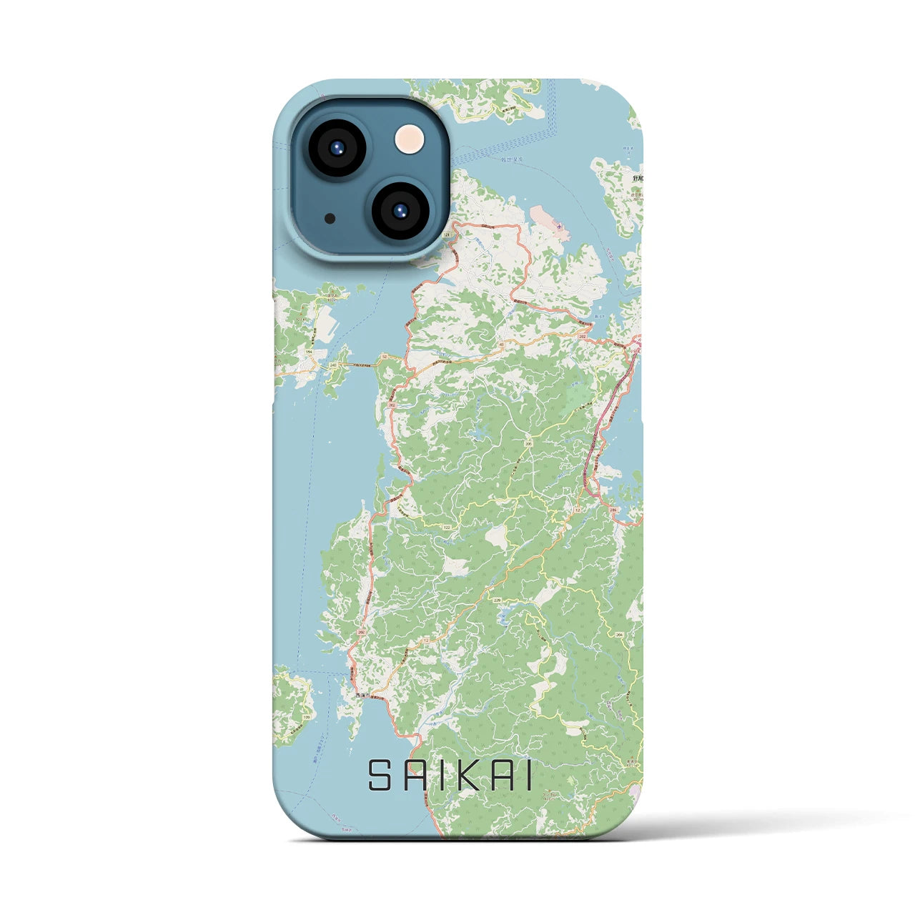 【西海】地図柄iPhoneケース（バックカバータイプ・ナチュラル）iPhone 13 用