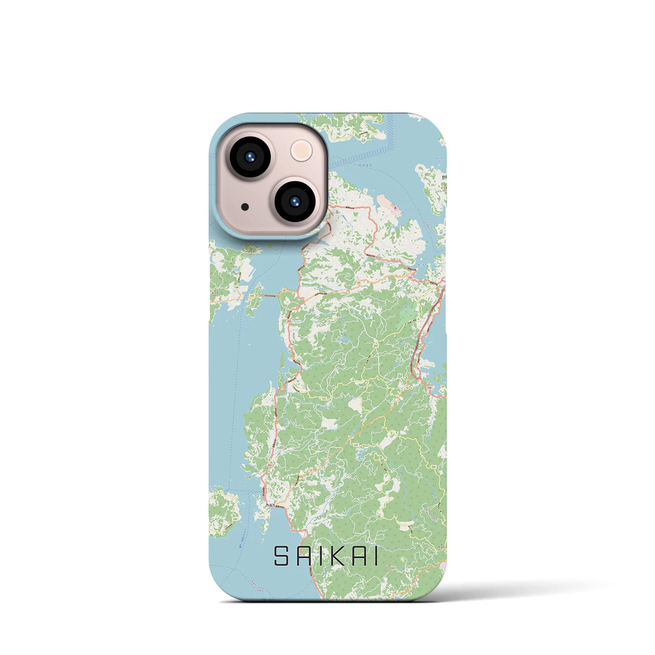 【西海】地図柄iPhoneケース（バックカバータイプ・ナチュラル）iPhone 13 mini 用