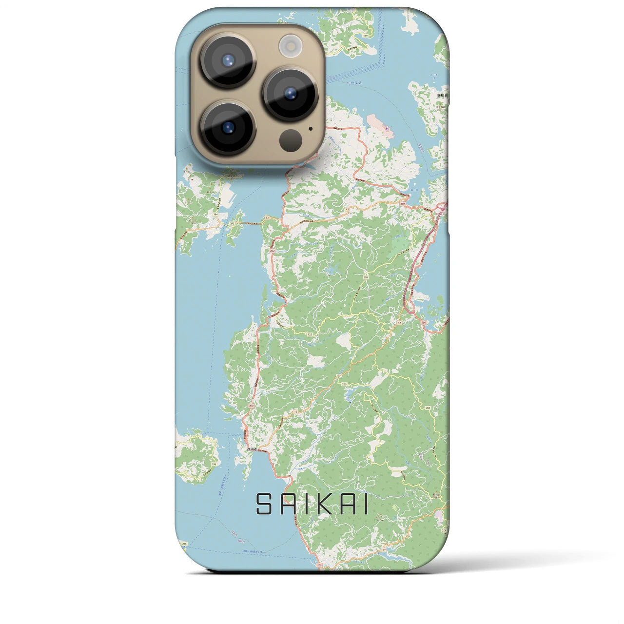 【西海】地図柄iPhoneケース（バックカバータイプ・ナチュラル）iPhone 14 Pro Max 用