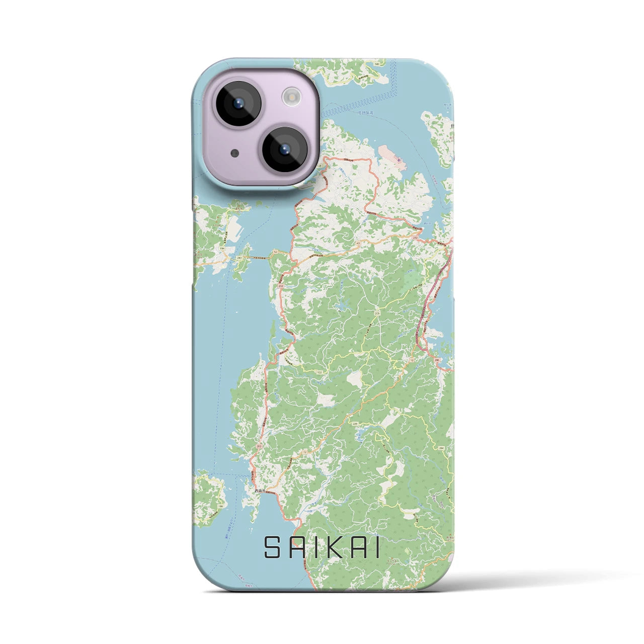 【西海】地図柄iPhoneケース（バックカバータイプ・ナチュラル）iPhone 14 用