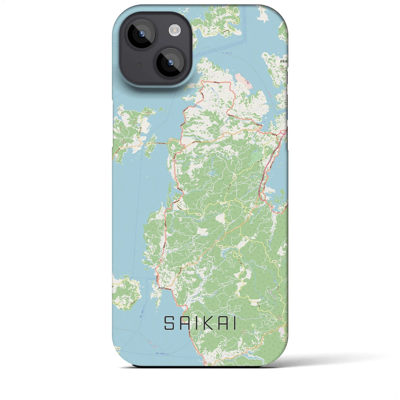 【西海】地図柄iPhoneケース（バックカバータイプ・ナチュラル）iPhone 14 Plus 用