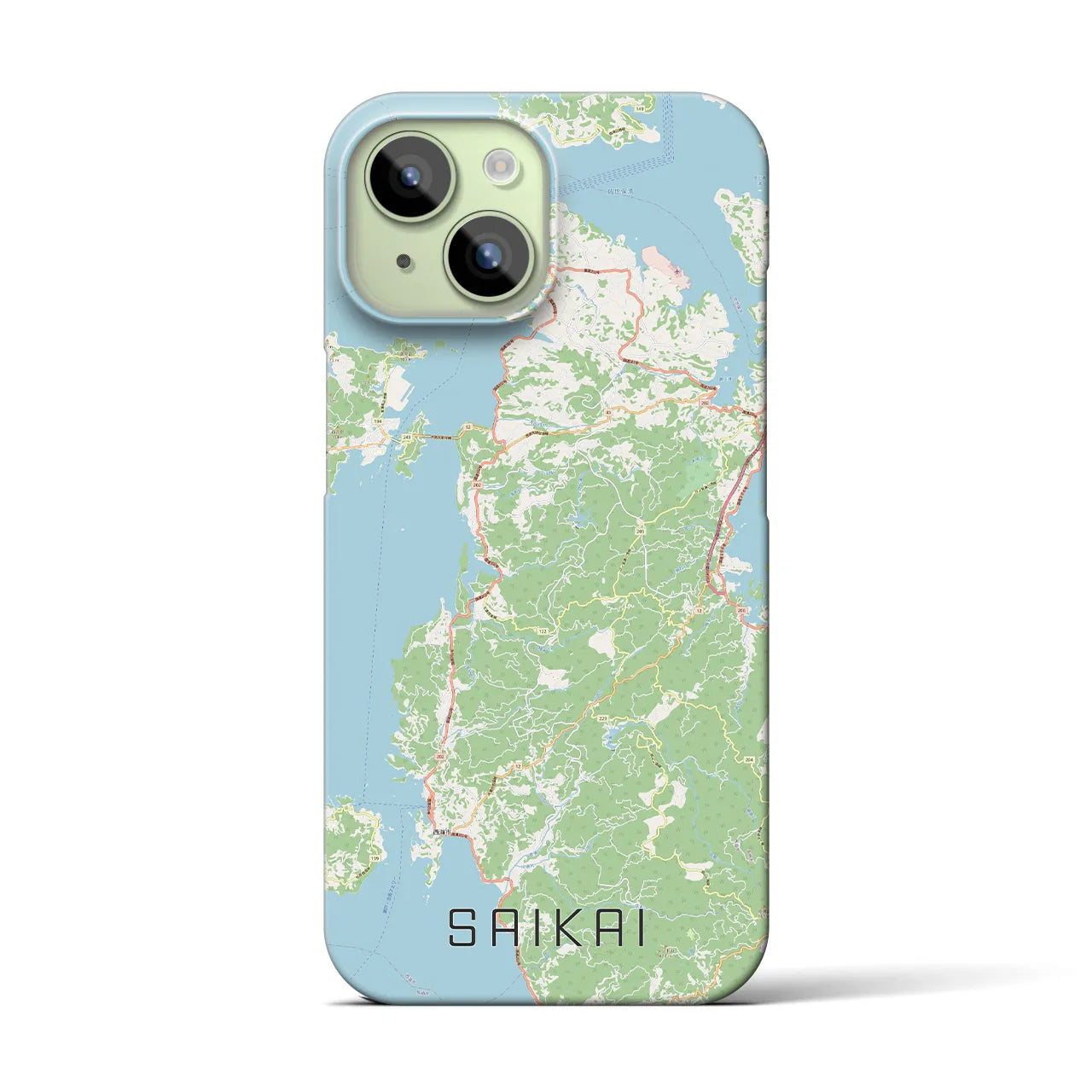 【西海】地図柄iPhoneケース（バックカバータイプ・ナチュラル）iPhone 15 用