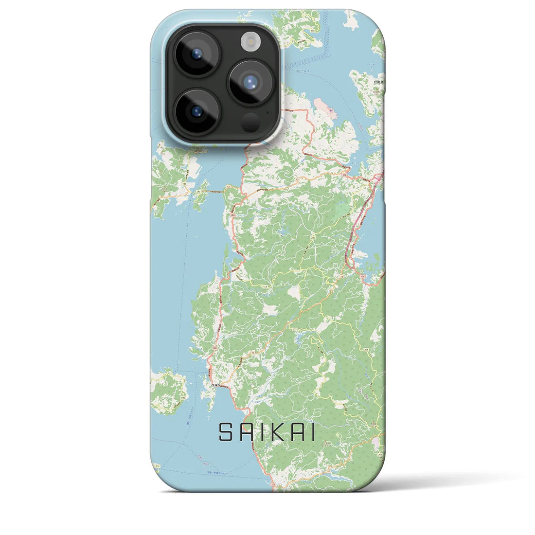 【西海】地図柄iPhoneケース（バックカバータイプ・ナチュラル）iPhone 15 Pro Max 用