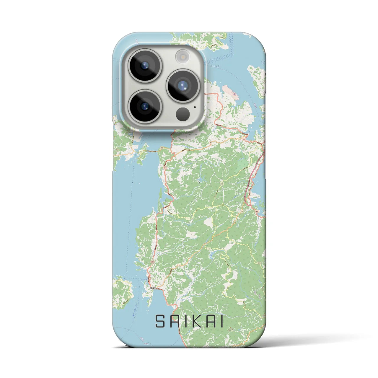 【西海】地図柄iPhoneケース（バックカバータイプ・ナチュラル）iPhone 15 Pro 用