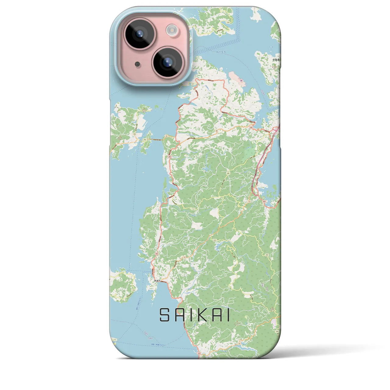 【西海】地図柄iPhoneケース（バックカバータイプ・ナチュラル）iPhone 15 Plus 用