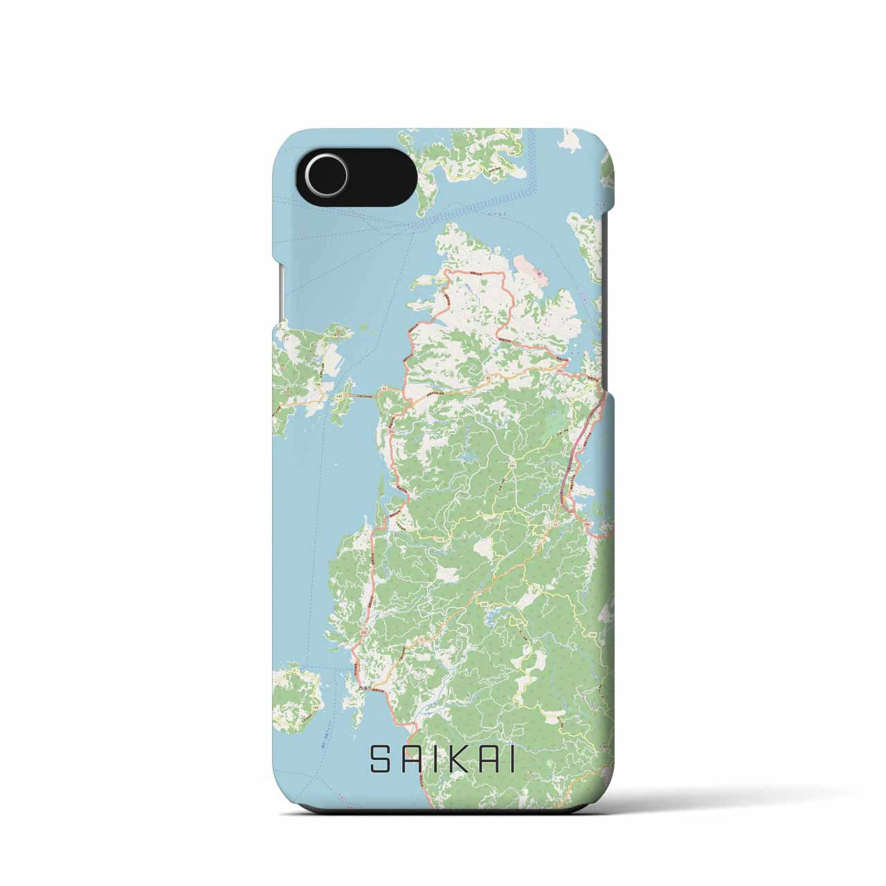 【西海】地図柄iPhoneケース（バックカバータイプ・ナチュラル）iPhone SE（第3 / 第2世代） / 8 / 7 / 6s / 6 用