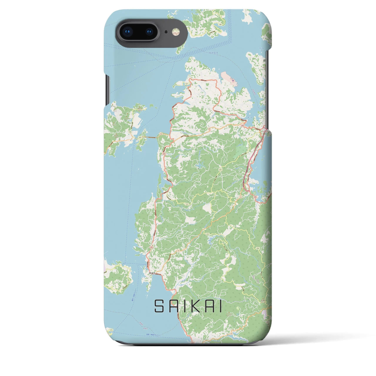 【西海】地図柄iPhoneケース（バックカバータイプ・ナチュラル）iPhone 8Plus /7Plus / 6sPlus / 6Plus 用