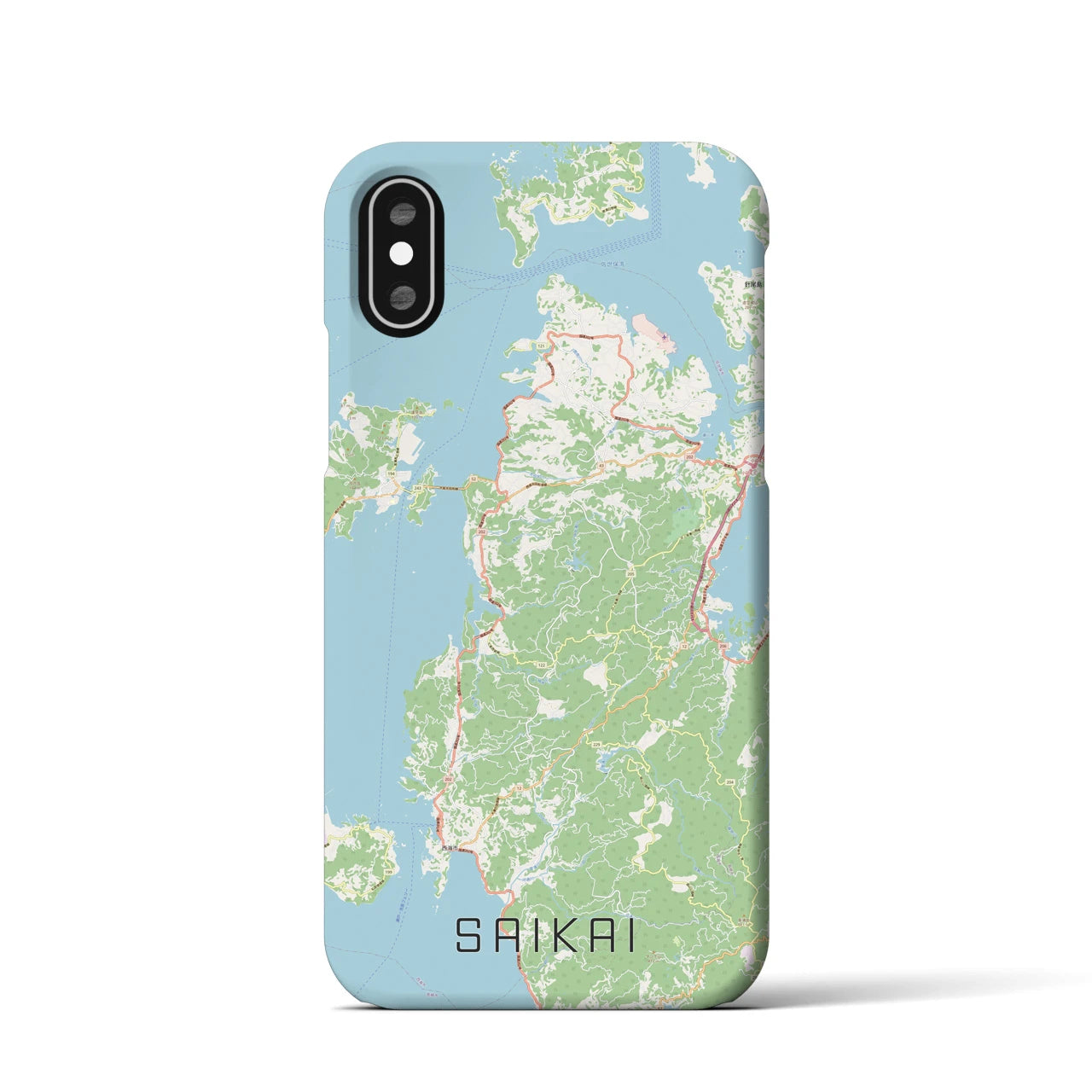 【西海】地図柄iPhoneケース（バックカバータイプ・ナチュラル）iPhone XS / X 用