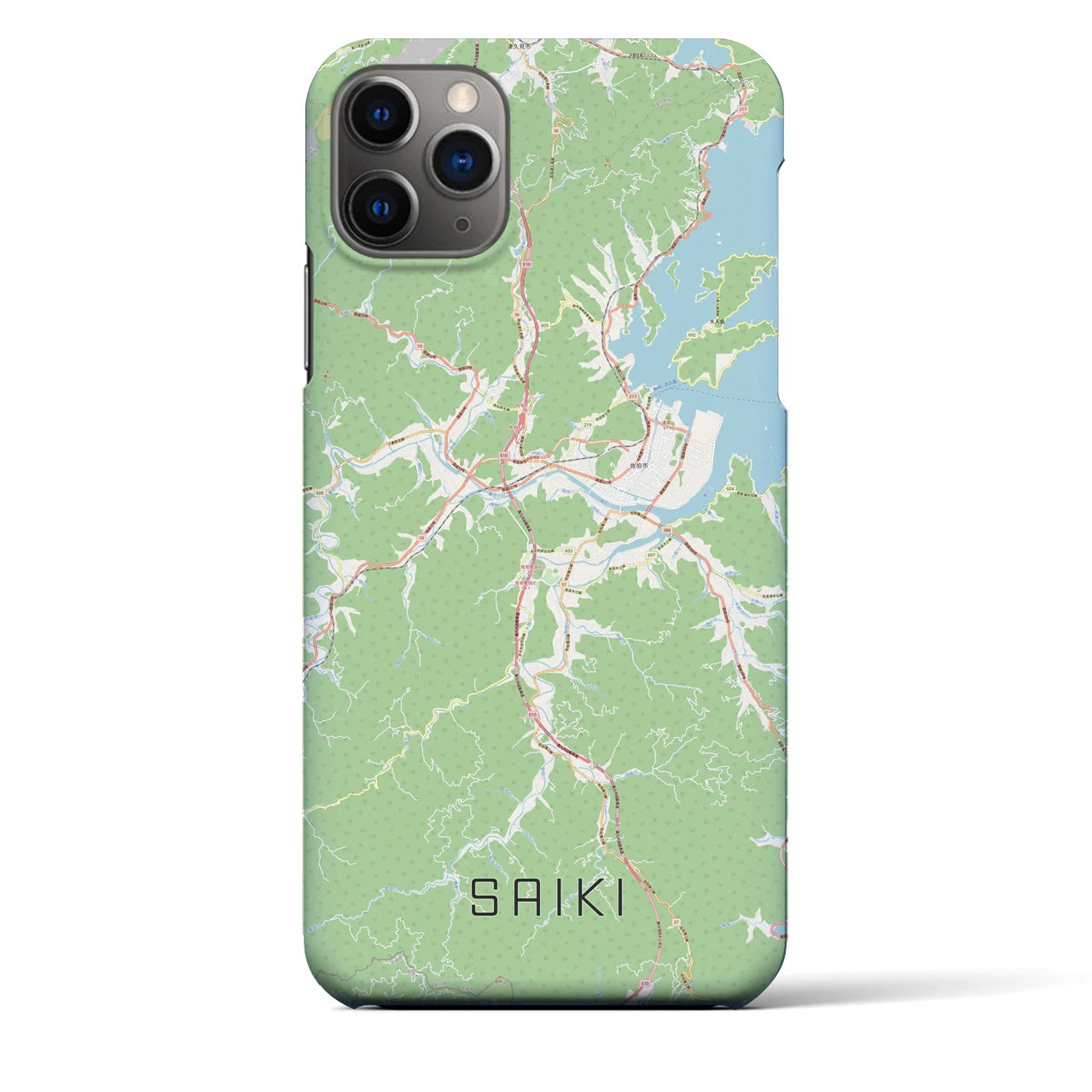 【佐伯】地図柄iPhoneケース（バックカバータイプ・ナチュラル）iPhone 11 Pro Max 用