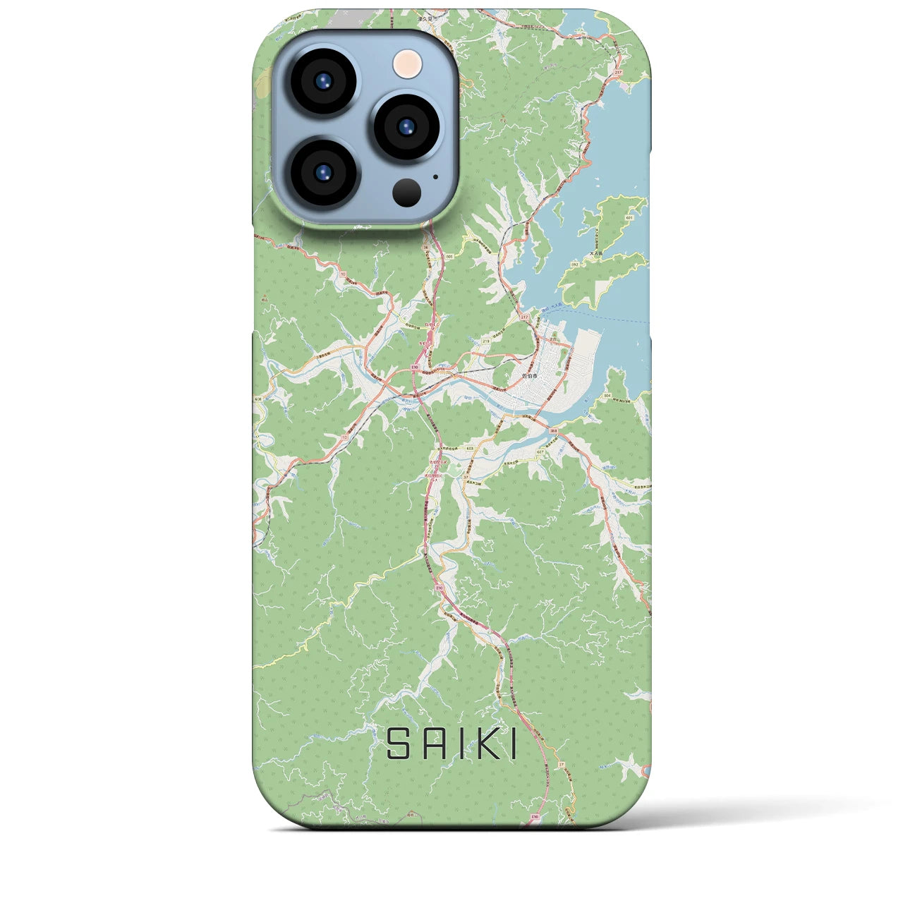 【佐伯】地図柄iPhoneケース（バックカバータイプ・ナチュラル）iPhone 13 Pro Max 用