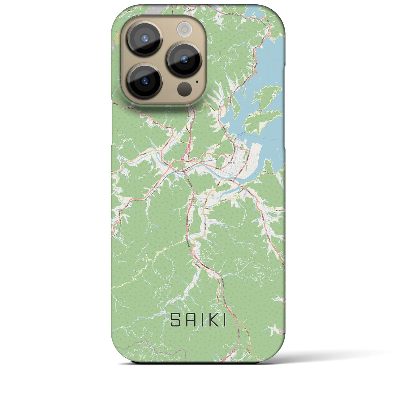 【佐伯】地図柄iPhoneケース（バックカバータイプ・ナチュラル）iPhone 14 Pro Max 用