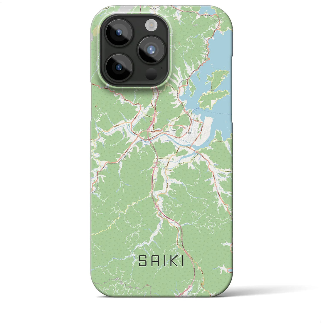 【佐伯】地図柄iPhoneケース（バックカバータイプ・ナチュラル）iPhone 15 Pro Max 用