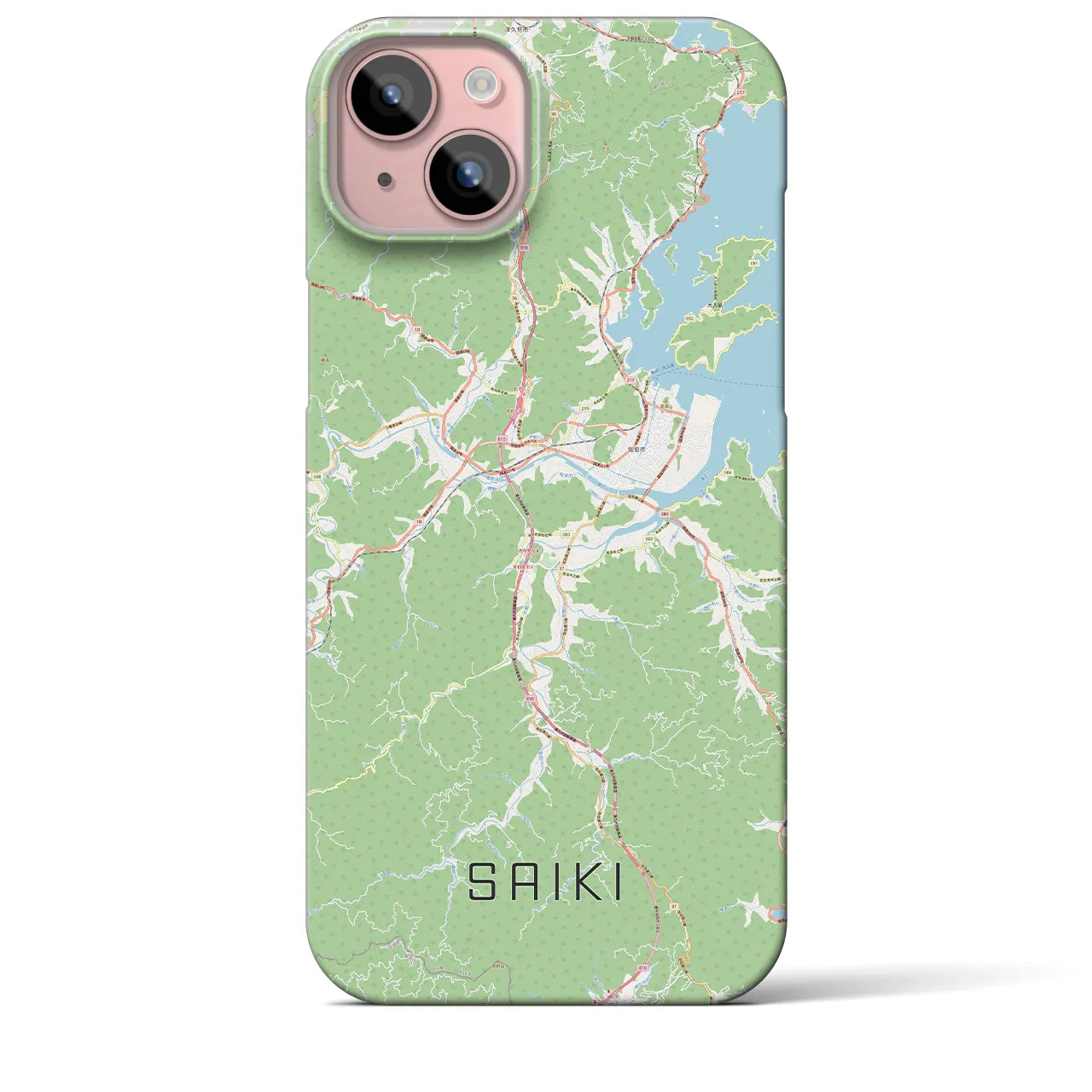 【佐伯】地図柄iPhoneケース（バックカバータイプ・ナチュラル）iPhone 15 Plus 用