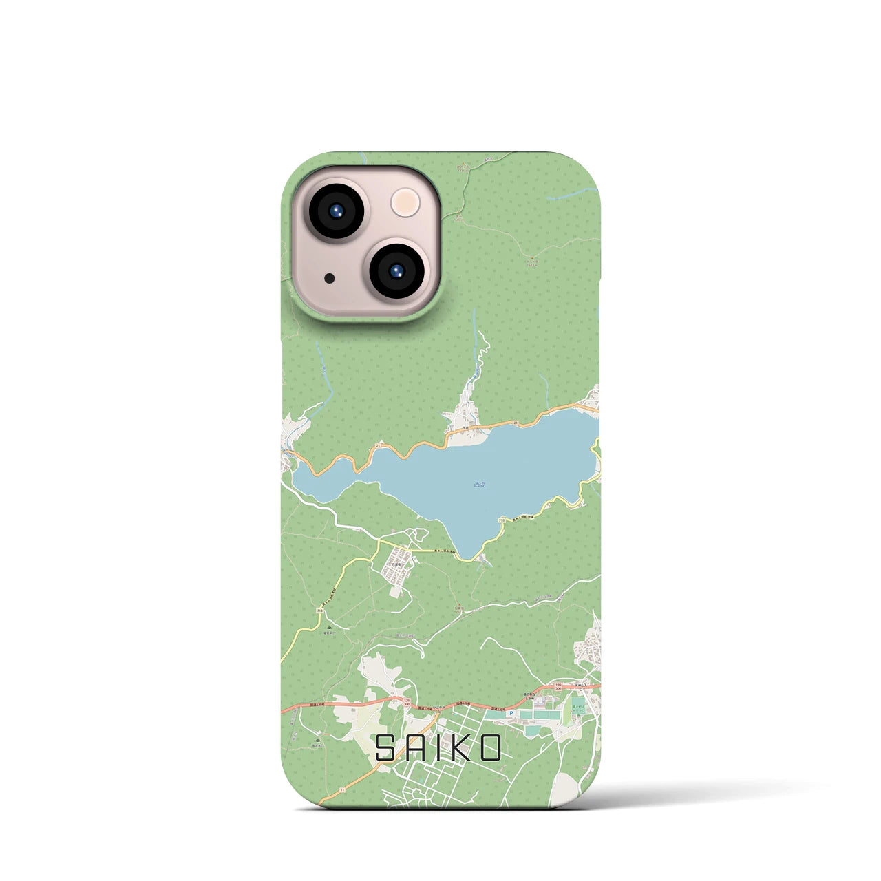 【西湖】地図柄iPhoneケース（バックカバータイプ・ナチュラル）iPhone 13 mini 用