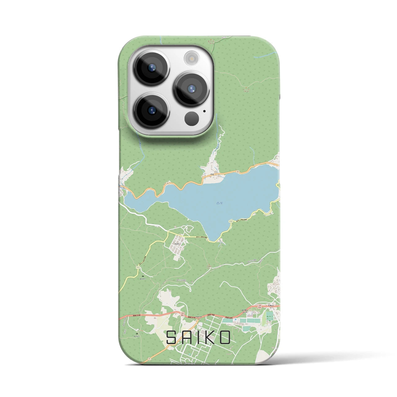 【西湖】地図柄iPhoneケース（バックカバータイプ・ナチュラル）iPhone 14 Pro 用