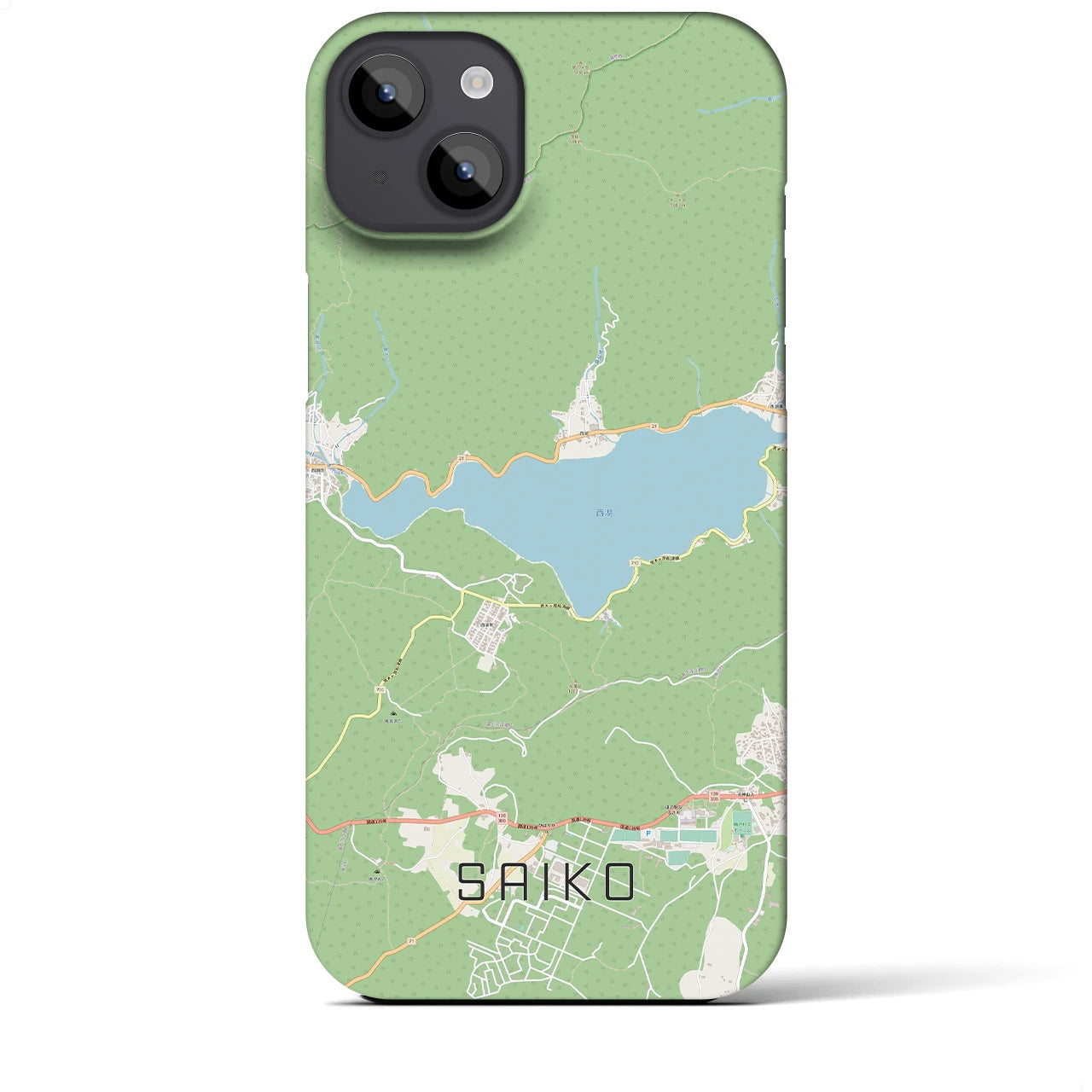 【西湖】地図柄iPhoneケース（バックカバータイプ・ナチュラル）iPhone 14 Plus 用