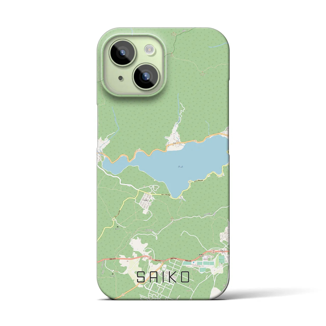 【西湖】地図柄iPhoneケース（バックカバータイプ・ナチュラル）iPhone 15 用