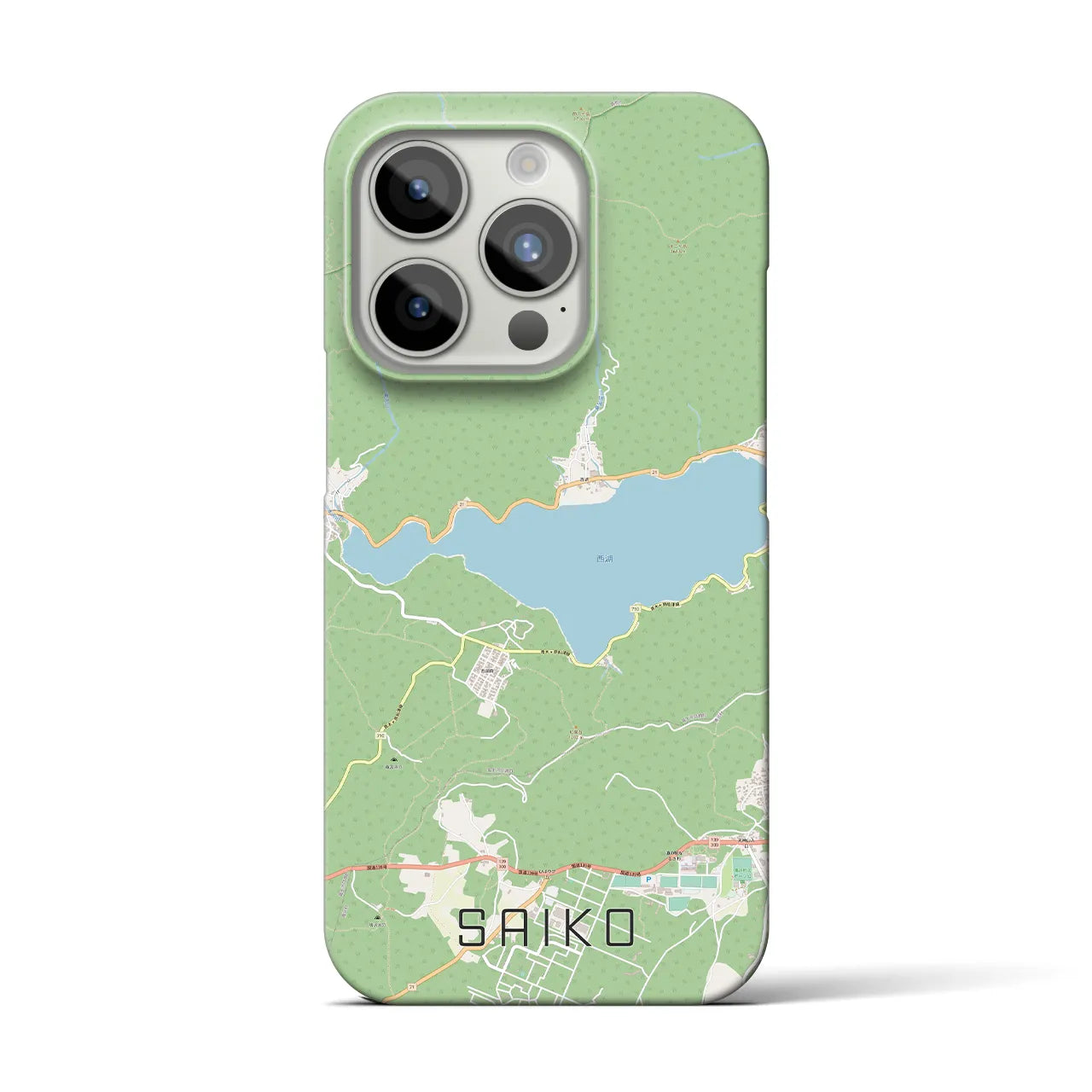 【西湖】地図柄iPhoneケース（バックカバータイプ・ナチュラル）iPhone 15 Pro 用