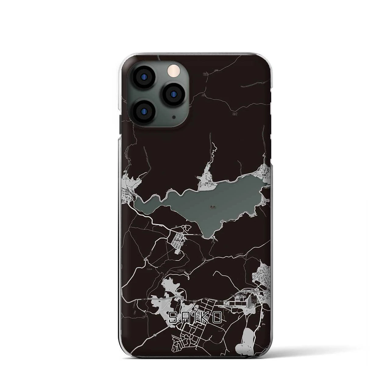 【西湖】地図柄iPhoneケース（クリアタイプ・モノトーン）iPhone 11 Pro 用