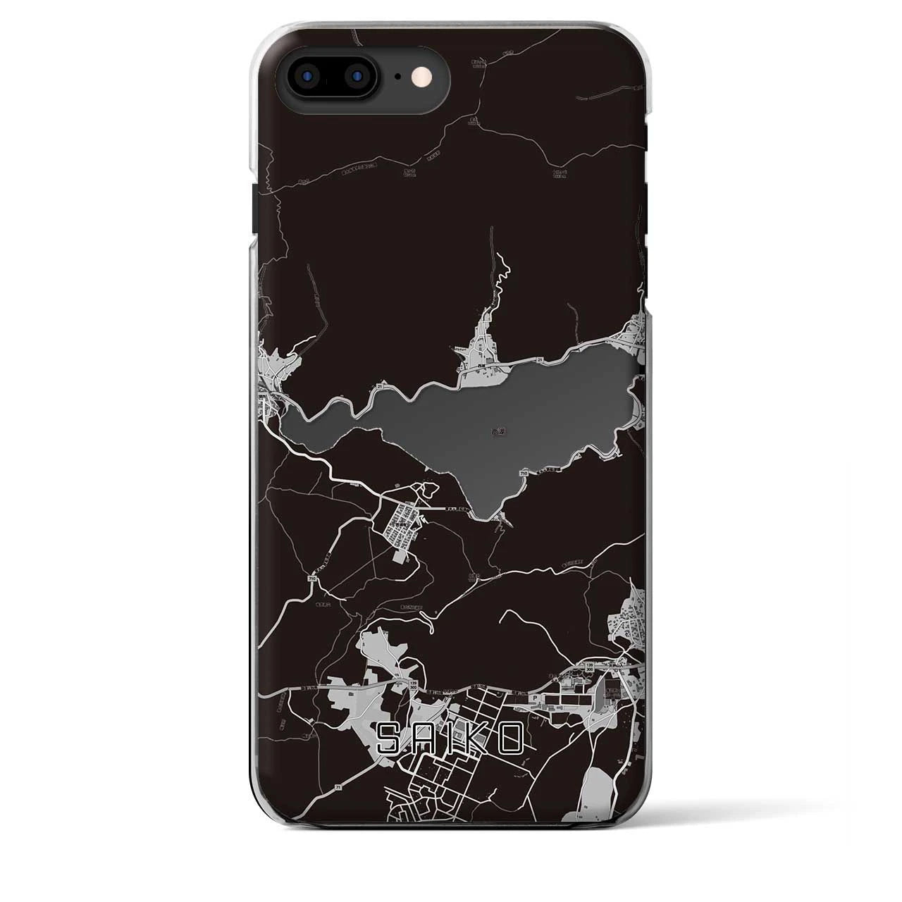 【西湖】地図柄iPhoneケース（クリアタイプ・モノトーン）iPhone 8Plus /7Plus / 6sPlus / 6Plus 用