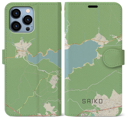 【西湖】地図柄iPhoneケース（手帳両面タイプ・ナチュラル）iPhone 13 Pro Max 用