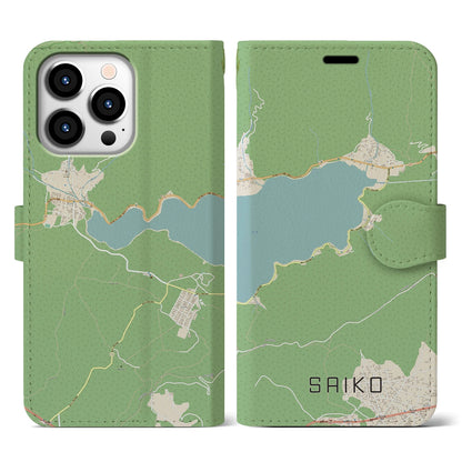 【西湖】地図柄iPhoneケース（手帳両面タイプ・ナチュラル）iPhone 13 Pro 用