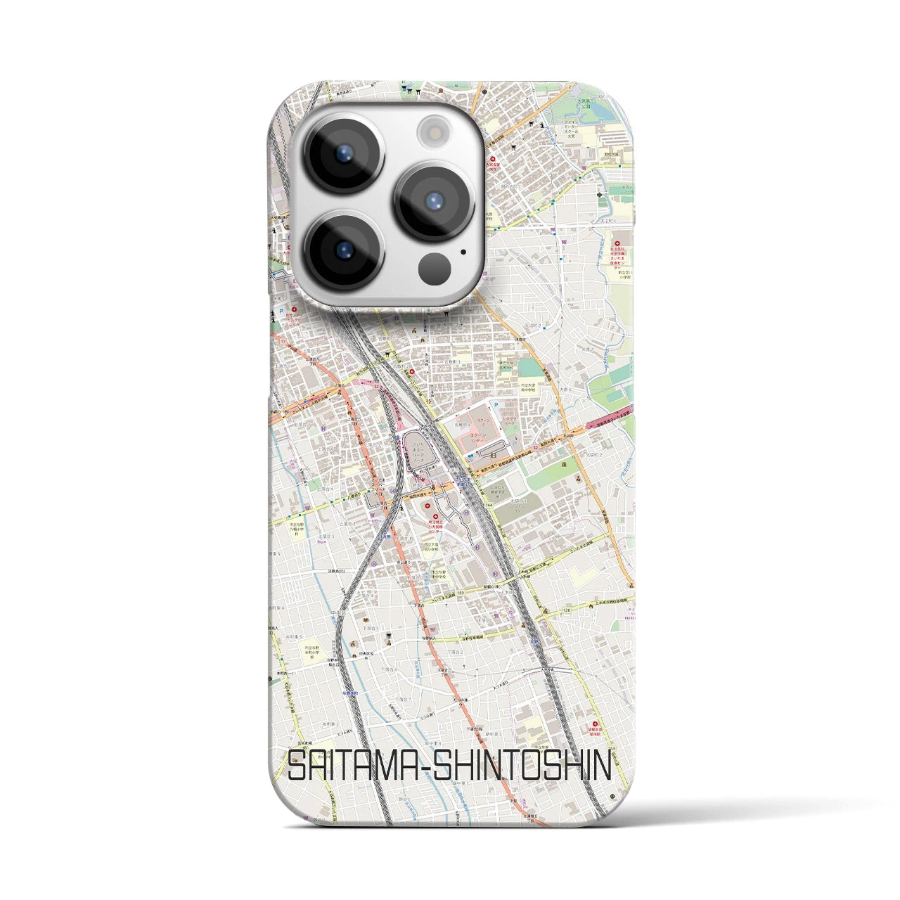 【さいたま新都心】地図柄iPhoneケース（バックカバータイプ・ナチュラル）iPhone 14 Pro 用