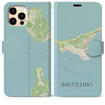 【西戸崎（福岡県）】地図柄iPhoneケース（手帳タイプ）ナチュラル・iPhone 12 Pro Max 用