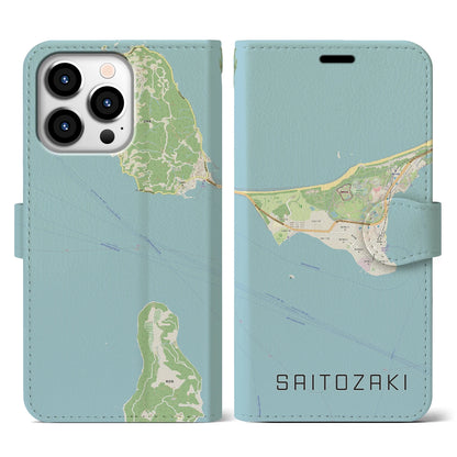 【西戸崎（福岡県）】地図柄iPhoneケース（手帳タイプ）ナチュラル・iPhone 13 Pro 用