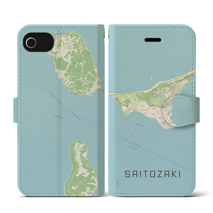 【西戸崎（福岡県）】地図柄iPhoneケース（手帳タイプ）ナチュラル・iPhone SE（第3 / 第2世代） / 8 / 7 / 6s / 6 用