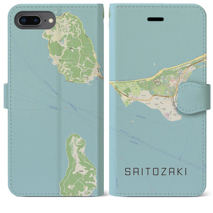 【西戸崎（福岡県）】地図柄iPhoneケース（手帳タイプ）ナチュラル・iPhone 8Plus /7Plus / 6sPlus / 6Plus 用