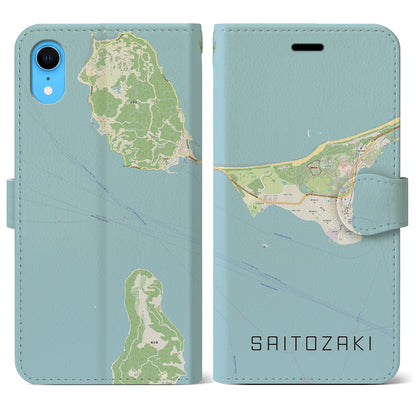 【西戸崎（福岡県）】地図柄iPhoneケース（手帳タイプ）ナチュラル・iPhone XR 用