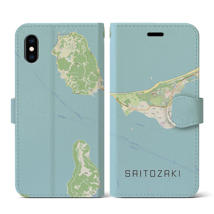 【西戸崎（福岡県）】地図柄iPhoneケース（手帳タイプ）ナチュラル・iPhone XS / X 用