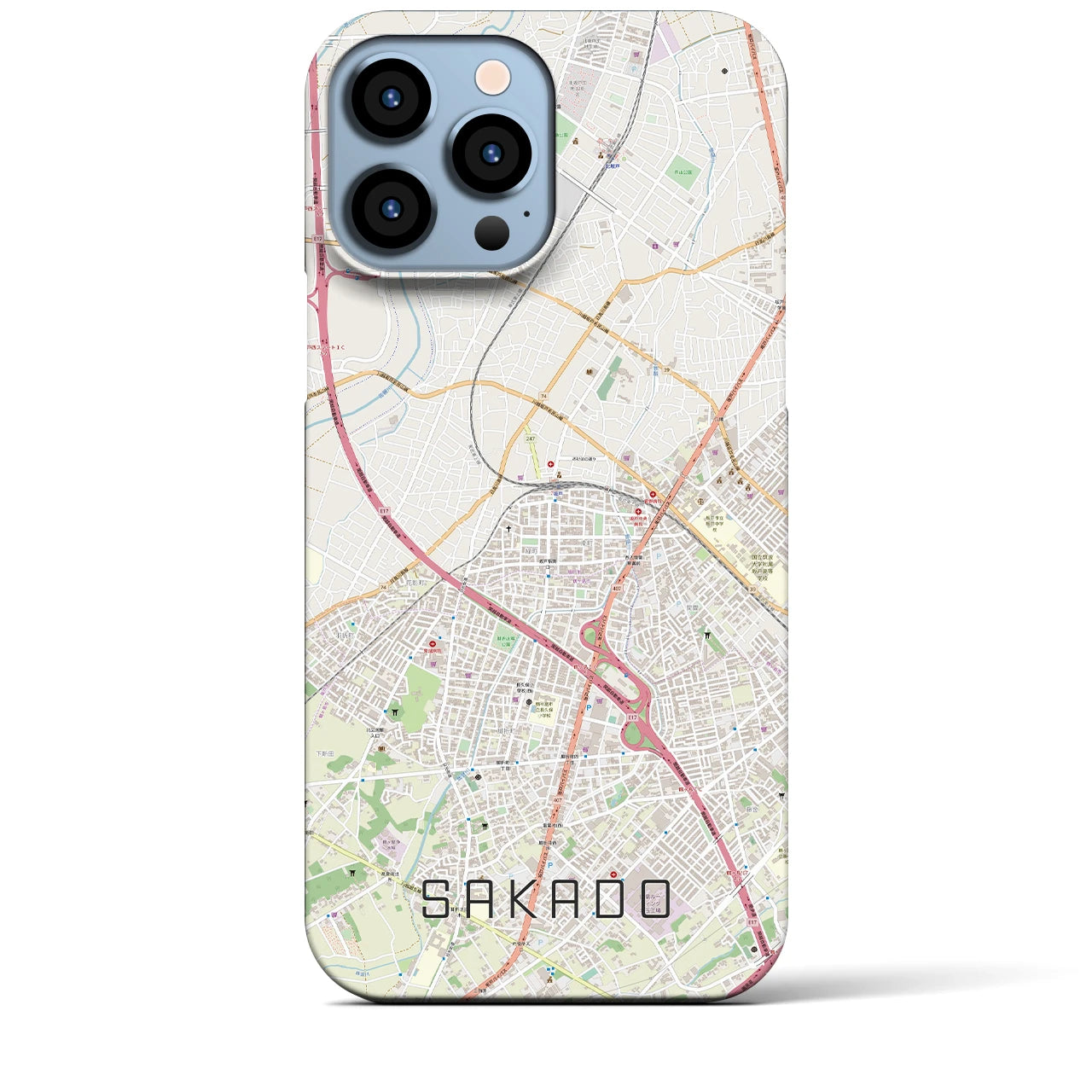【坂戸】地図柄iPhoneケース（バックカバータイプ・ナチュラル）iPhone 13 Pro Max 用