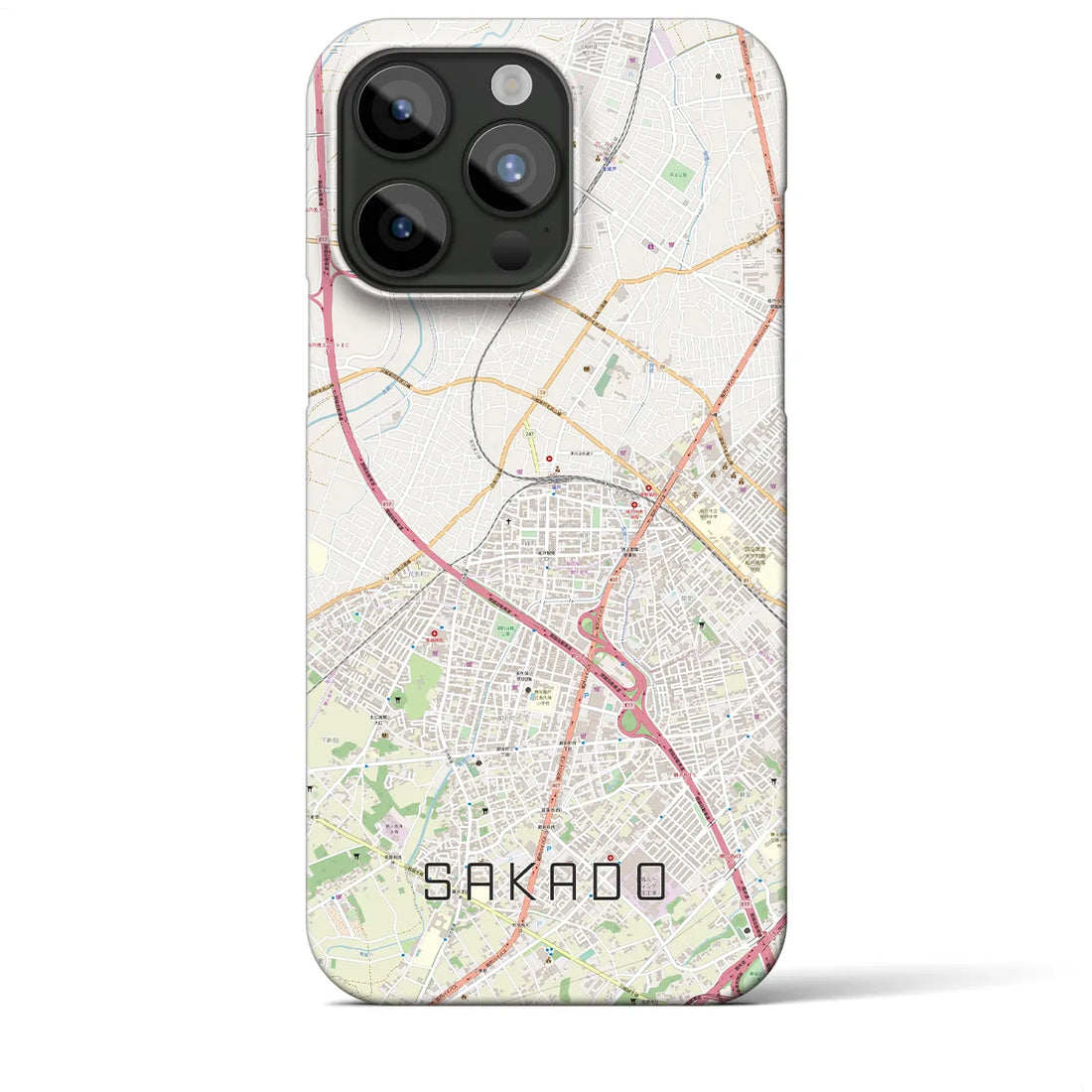 【坂戸】地図柄iPhoneケース（バックカバータイプ・ナチュラル）iPhone 15 Pro Max 用