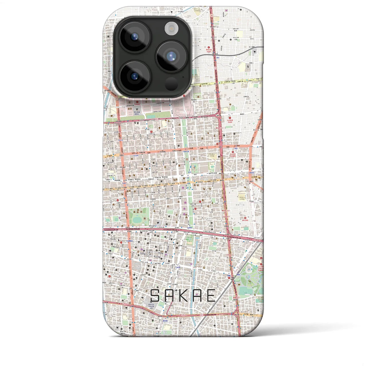 【栄】地図柄iPhoneケース（バックカバータイプ・ナチュラル）iPhone 15 Pro Max 用