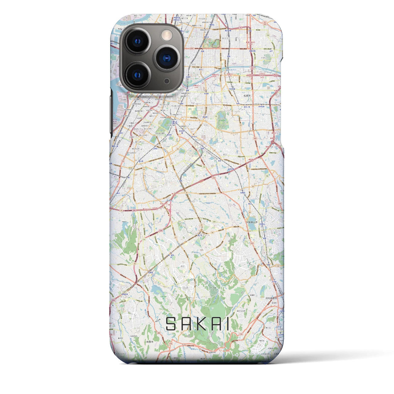 【堺2】地図柄iPhoneケース（バックカバータイプ・ナチュラル）iPhone 11 Pro Max 用